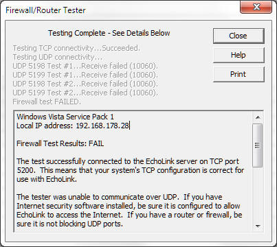 EcholLink Firewall/Router-test